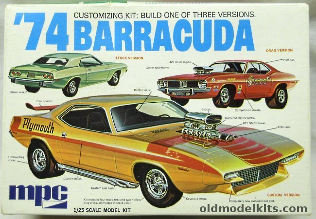 MPC 1/25 1974 Plymouth Barracuda - Stock / Street Custom / Drag Racer, 1-7402-250 plastic model kit